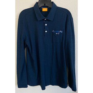 Louis Castel Polo Golf Navy Blue Long Sleeve Embroidered Size 105 MED - LIKE NEW